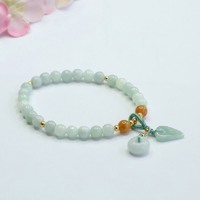 Buddha Stones Jade Beads Leaf Peace Buckle Prosperity Bracelet - image 8