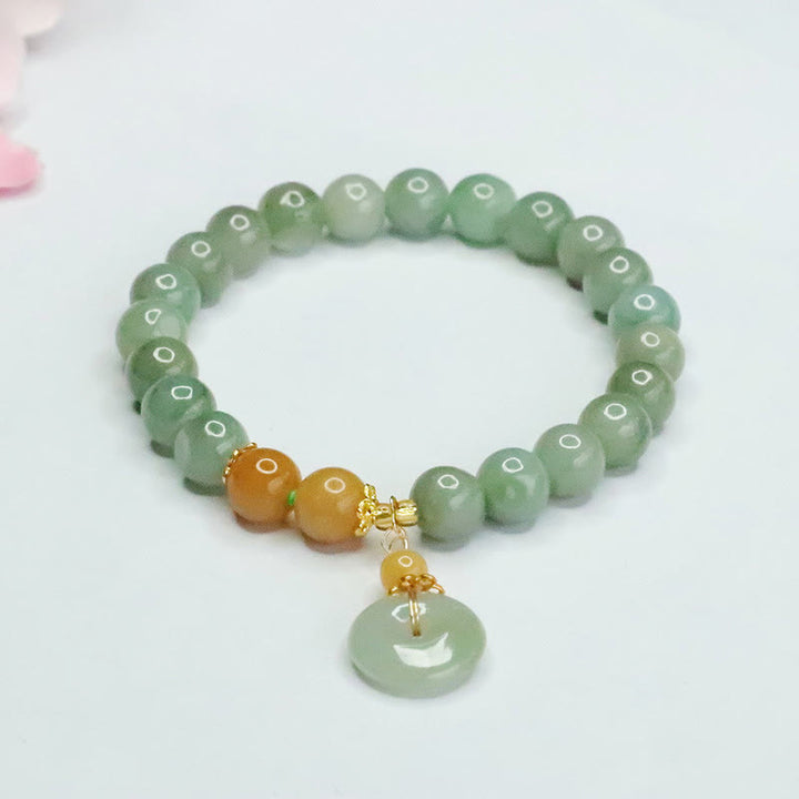 Buddha Stones Jade Beads Peace Buckle Prosperity Abundance Bracelet - Jade(Wrist circumference: 15-16cm) - image 0