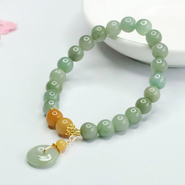 Buddha Stones Jade Beads Peace Buckle Prosperity Abundance Bracelet - image 2