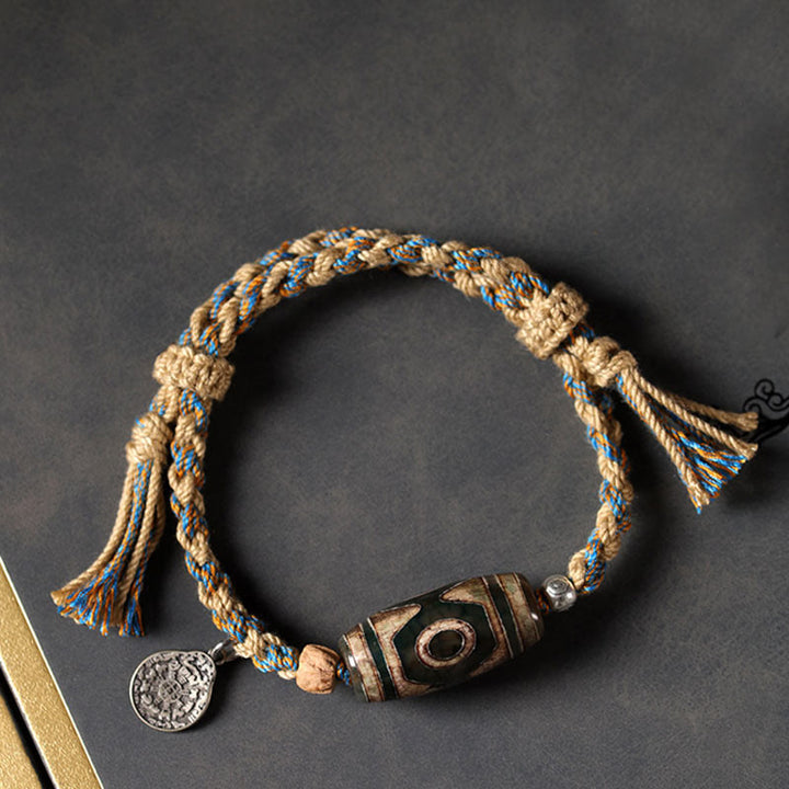 Buddha Stones Tibetan Dzi Bead Wealth  Protection Braided Bracelet - image 2