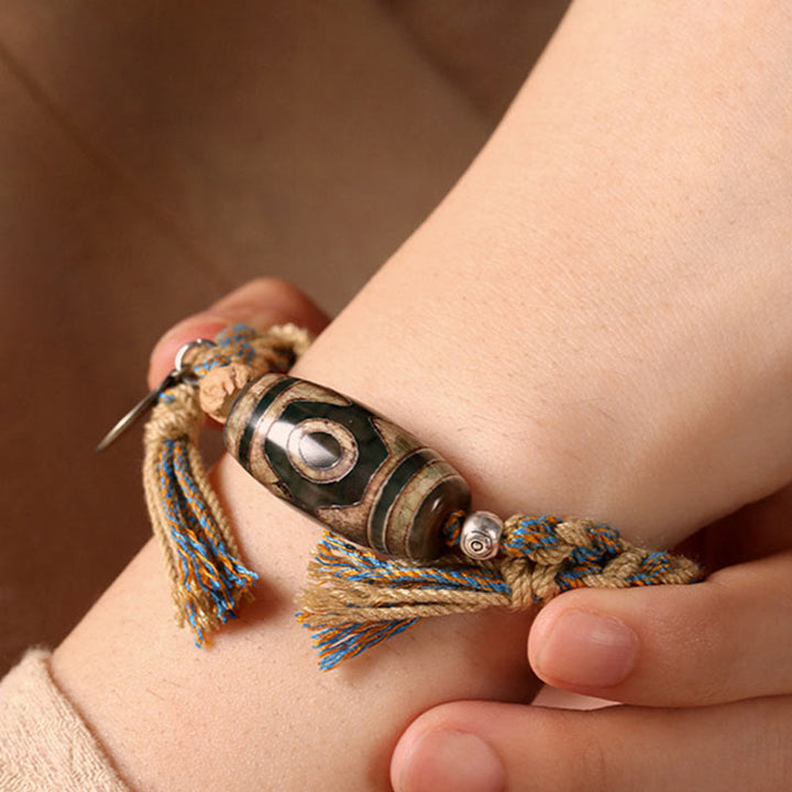 Buddha Stones Tibetan Dzi Bead Wealth  Protection Braided Bracelet - image 4