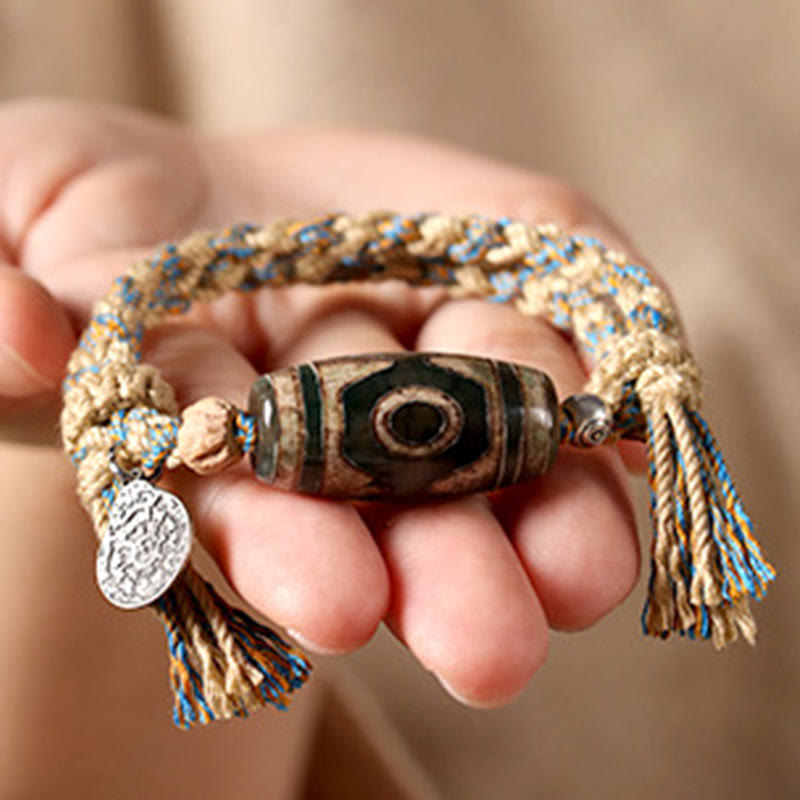 Buddha Stones Tibetan Dzi Bead Wealth  Protection Braided Bracelet - image 10