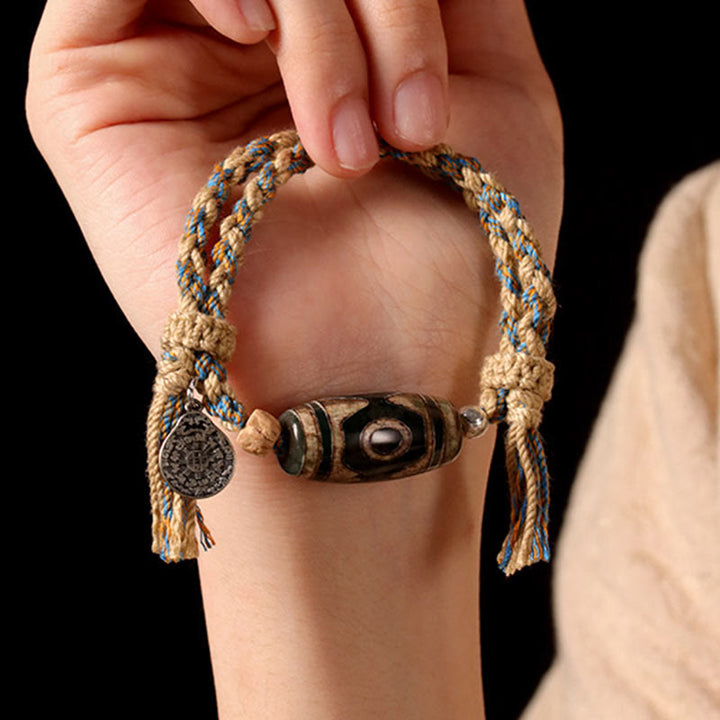 Buddha Stones Tibetan Dzi Bead Wealth  Protection Braided Bracelet - image 9