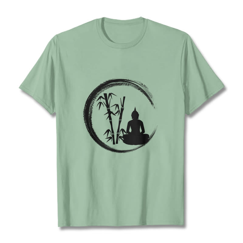 Buddha Stones Zen Buddha Statue Sitting Bamboo Meditation Tee T-shirt - PaleGreen - 2XL - image 14