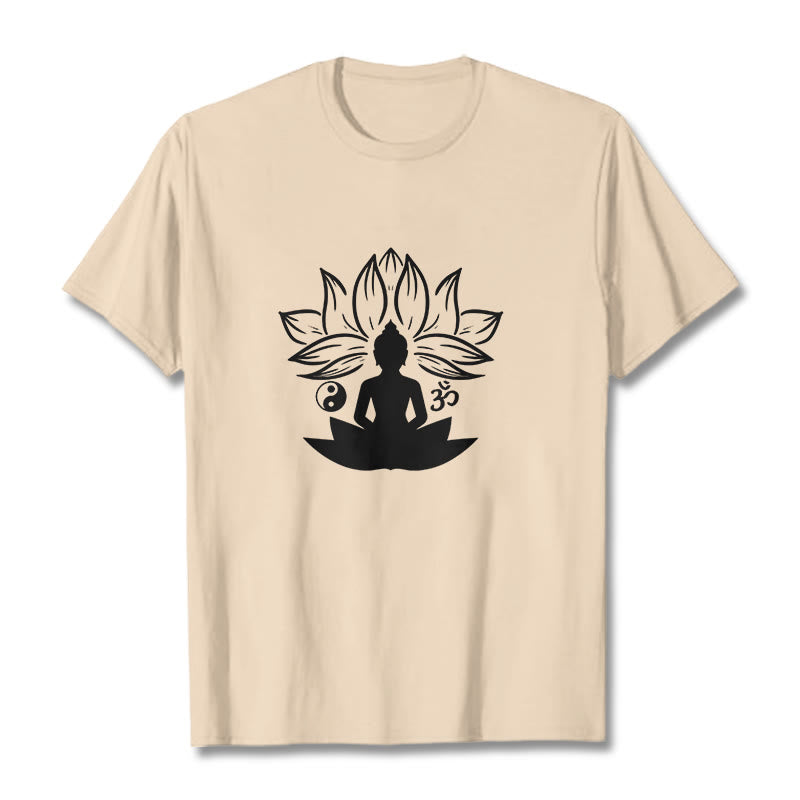 Buddha Stones Om Yin Yang Buddha Statue Sitting Lotus Meditation Tee T-shirt - Bisque - 2XL - image 8