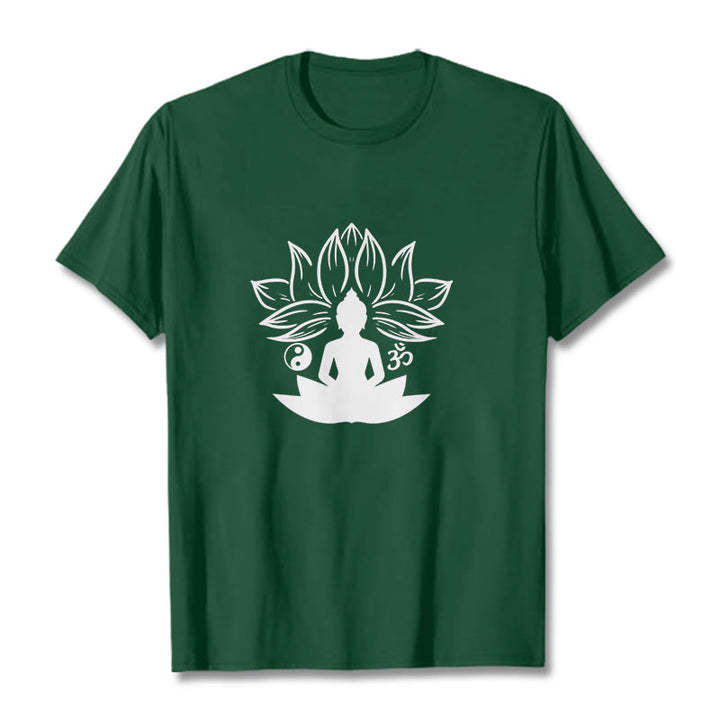 Buddha Stones Om Yin Yang Buddha Statue Sitting Lotus Meditation Tee T-shirt - ForestGreen - 2XL - image 10
