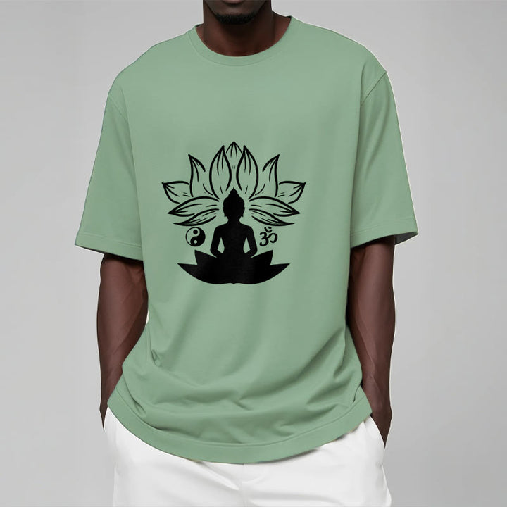 Buddha Stones Om Yin Yang Buddha Statue Sitting Lotus Meditation Tee T-shirt - image 15