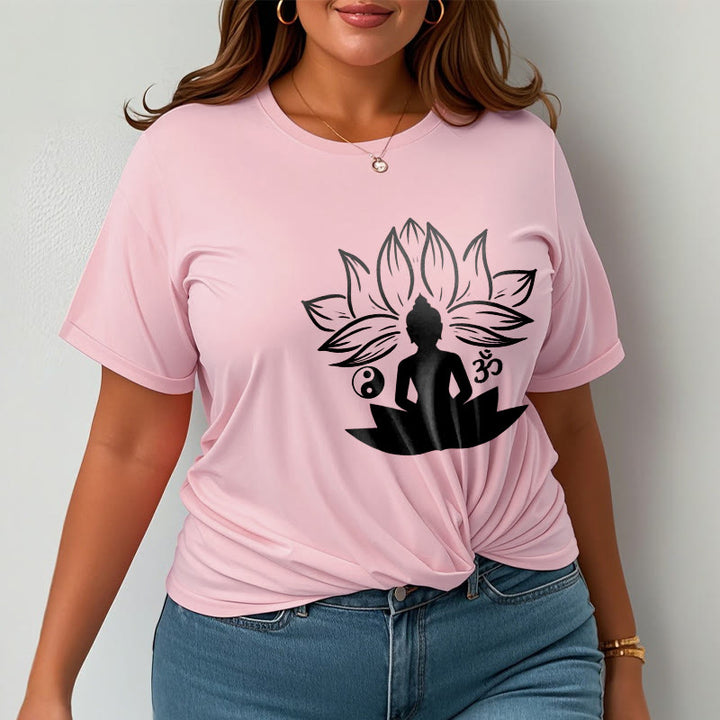 Buddha Stones Om Yin Yang Buddha Statue Sitting Lotus Meditation Tee T-shirt - image 13