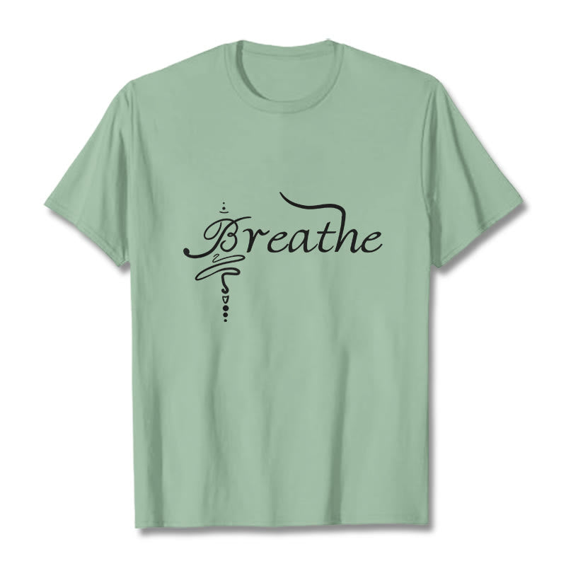 Buddha Stones Breathe Word Tee T-shirt - PaleGreen - 2XL - image 14