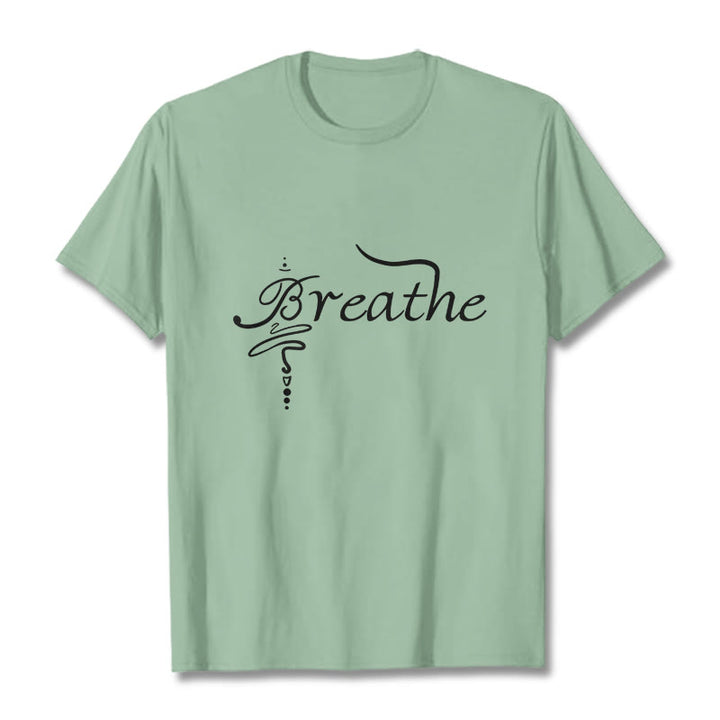 Buddha Stones Breathe Word Tee T-shirt - PaleGreen - 2XL - image 14