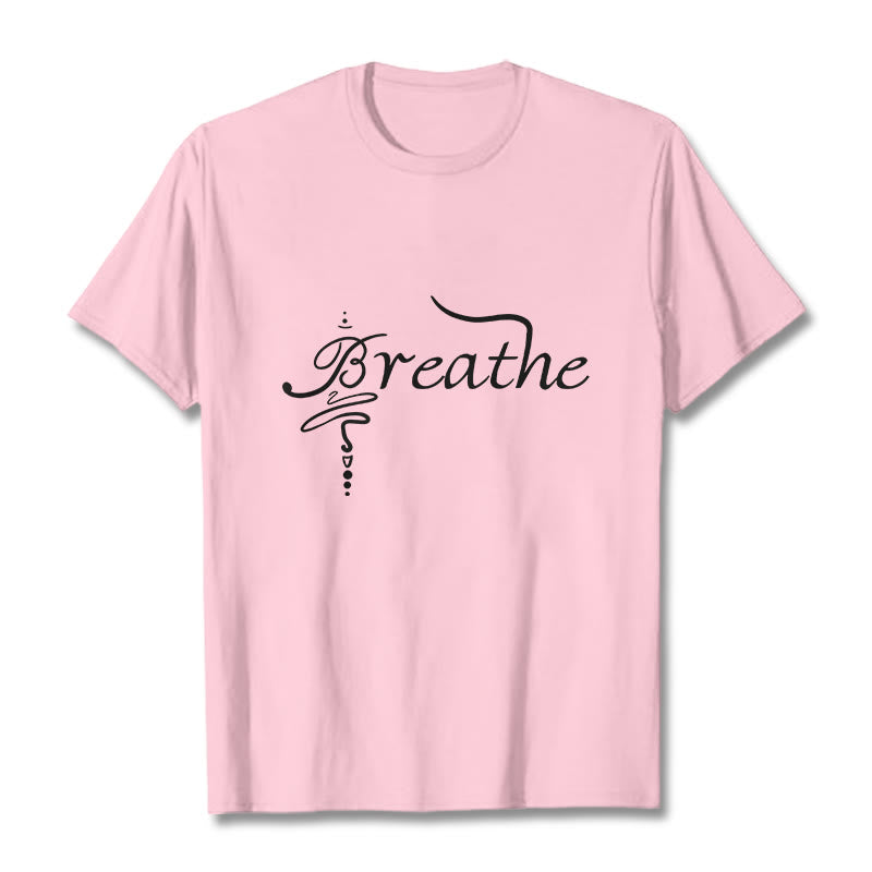Buddha Stones Breathe Word Tee T-shirt - LightPink - 2XL - image 12