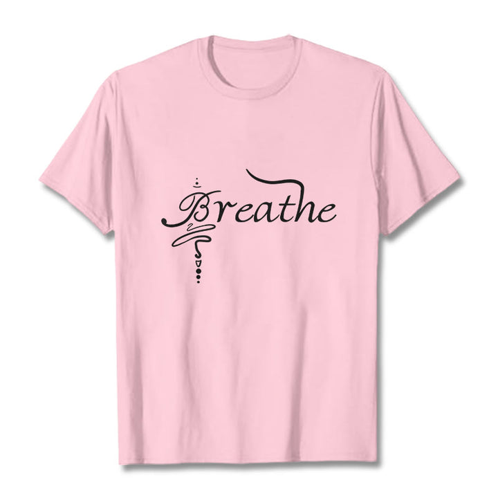 Buddha Stones Breathe Word Tee T-shirt - LightPink - 2XL - image 12