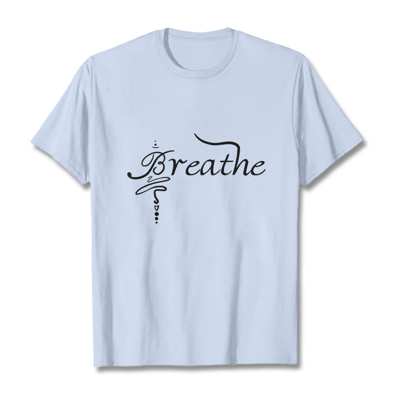 Buddha Stones Breathe Word Tee T-shirt - LightCyan - 2XL - image 18