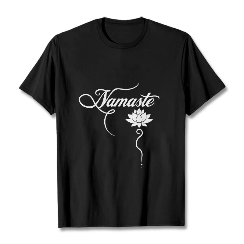 Buddha Stones HELLO Hindi Lotus Tee T-shirt - Black - 2XL - image 3