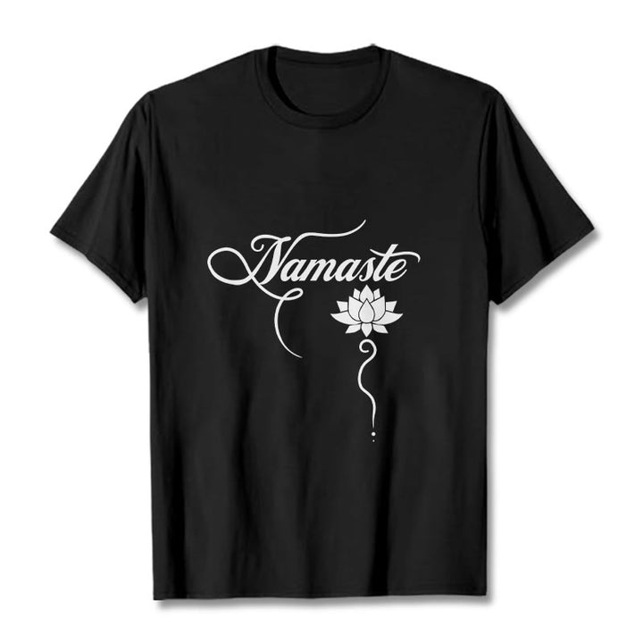 Buddha Stones HELLO Hindi Lotus Tee T-shirt - Black - 2XL - image 3