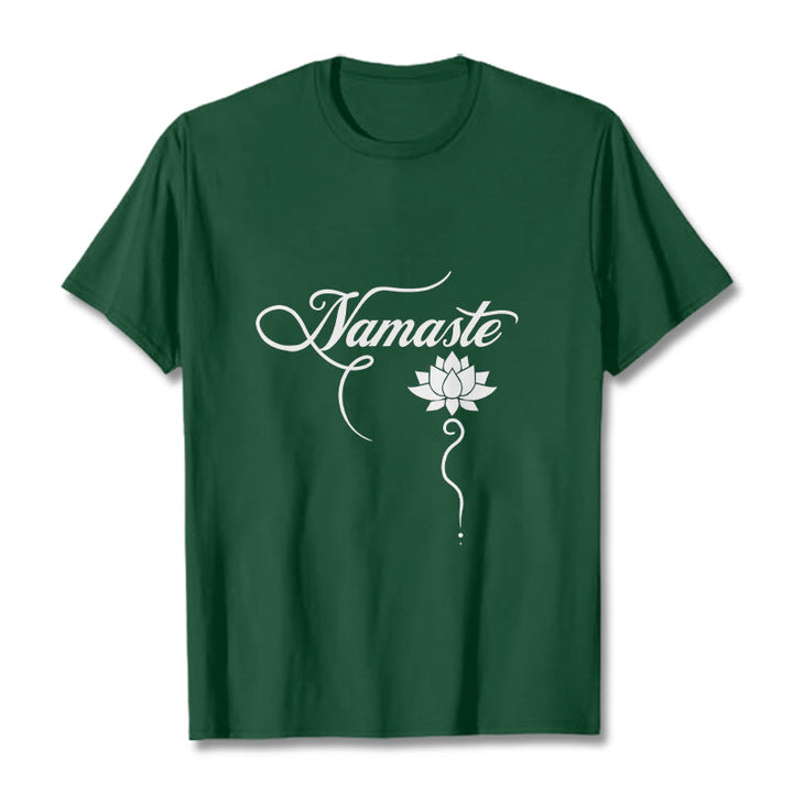 Buddha Stones HELLO Hindi Lotus Tee T-shirt - ForestGreen - 2XL - image 0