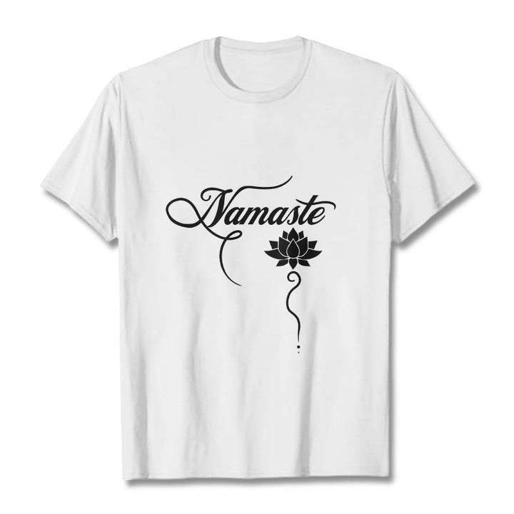 Buddha Stones HELLO Hindi Lotus Tee T-shirt - White - 2XL - image 7