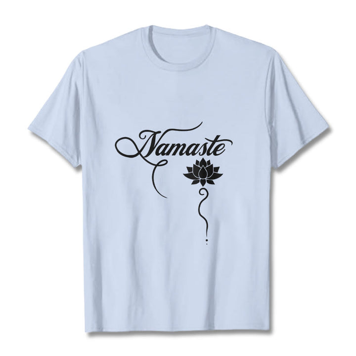 Buddha Stones HELLO Hindi Lotus Tee T-shirt - LightCyan - 2XL - image 18