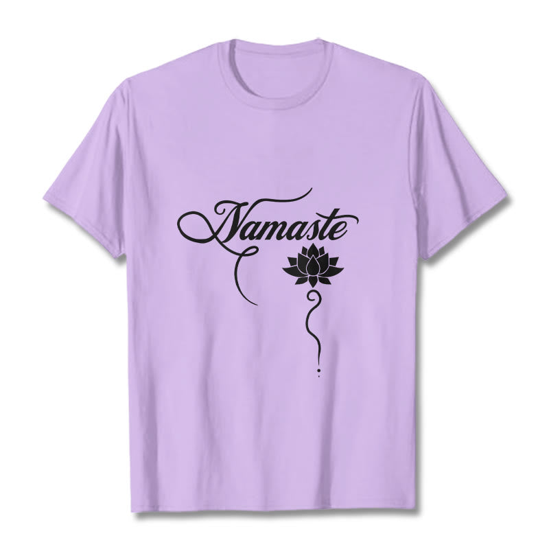 Buddha Stones HELLO Hindi Lotus Tee T-shirt - Plum - 2XL - image 16