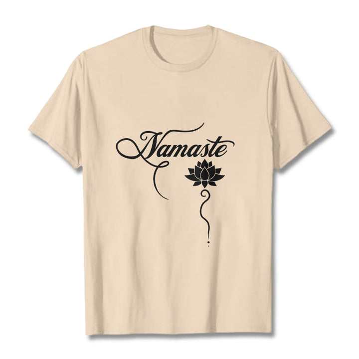 Buddha Stones HELLO Hindi Lotus Tee T-shirt - Bisque - 2XL - image 10