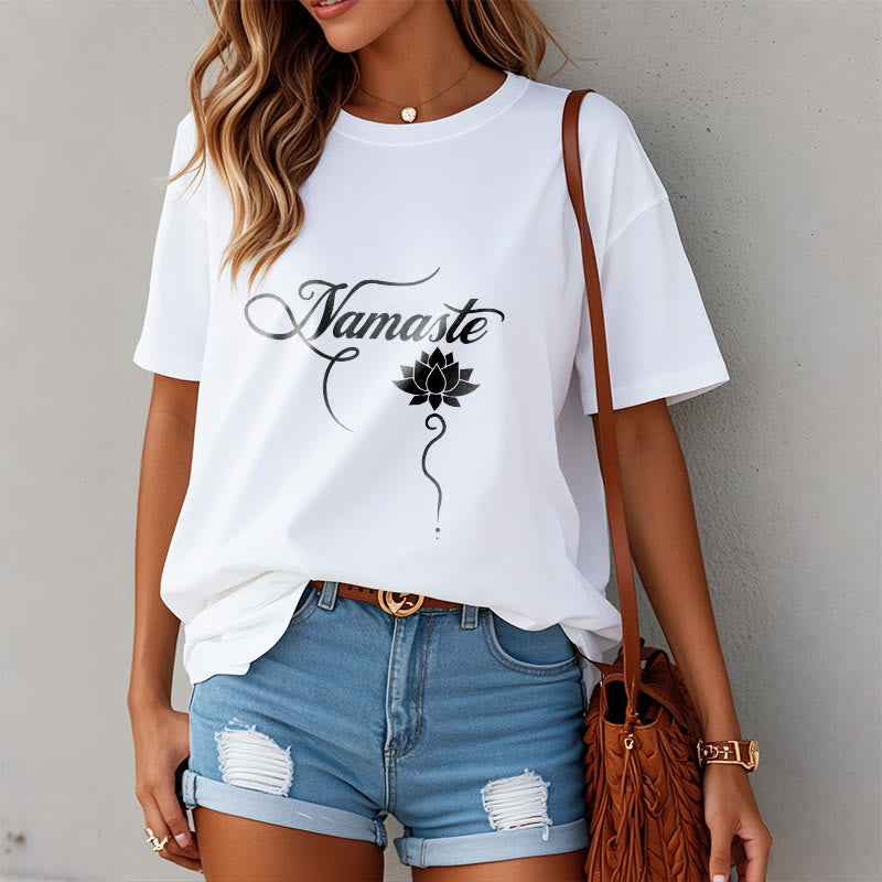 Buddha Stones HELLO Hindi Lotus Tee T-shirt - image 9