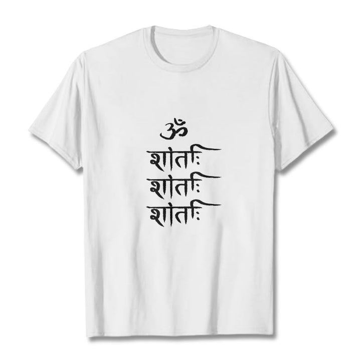 Buddha Stones OM MANTRA Sanskrit Pattern Tee T-shirt - White - 2XL - image 7