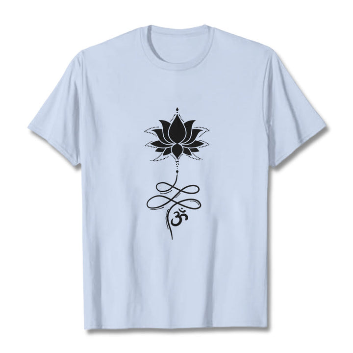 Buddha Stones Lotus OM Sanskrit Tee T-shirt - LightCyan - 2XL - image 18