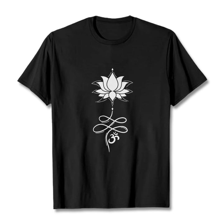 Buddha Stones Lotus OM Sanskrit Tee T-shirt - Black - 2XL - image 0