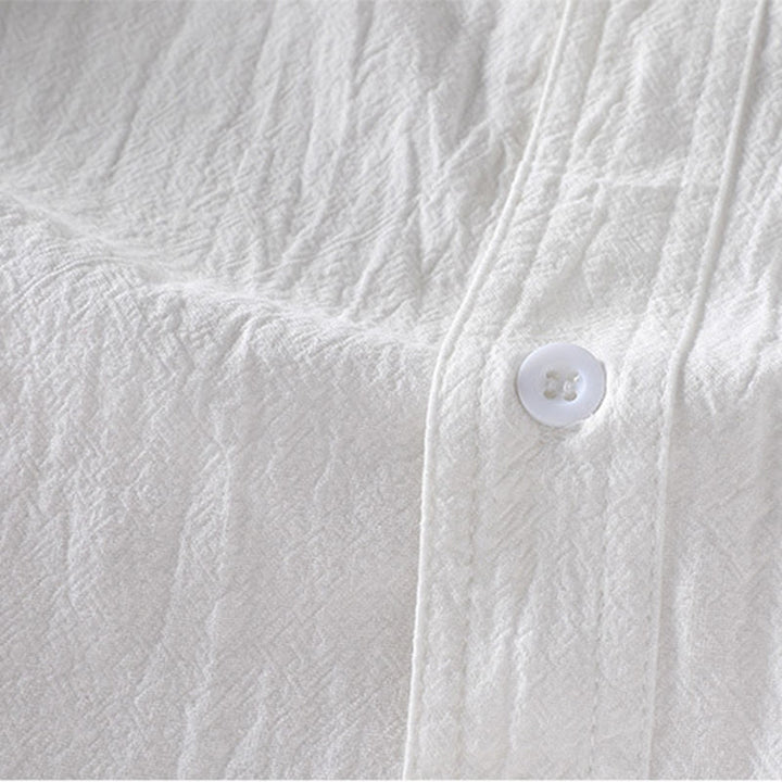 Buddha Stones Vintage Casual Plain Single Breasted Three Quarter Sleeve Men's Cotton Linen Shirt With Pocket - image 11