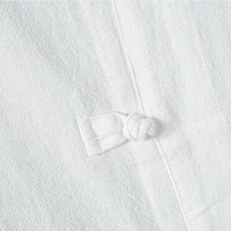 Buddha Stones Daily Casual Plain Chinese Frog-Button Men's Short Sleeve Cotton Linen Shirt - image 3