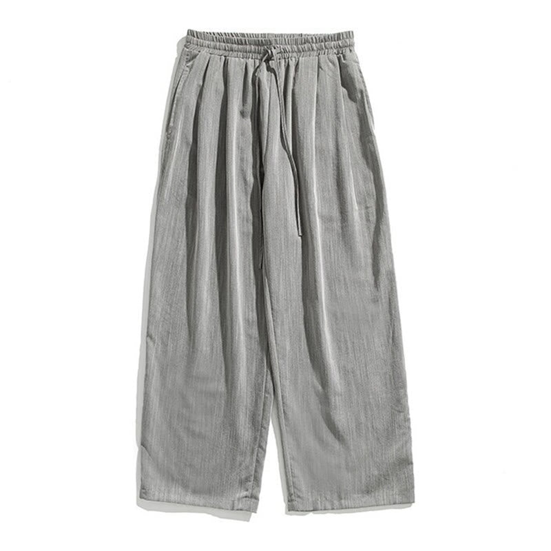 Buddha Stones Summer Casual Plain Straight Leg Design Men's Cotton Linen Drawstring Pants With Pockets - image 11