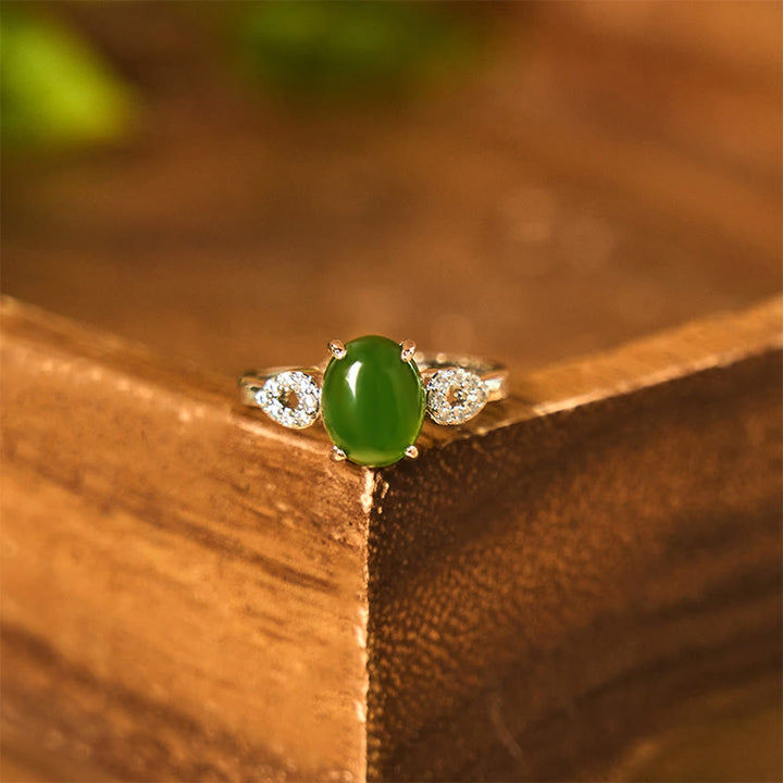 Buddha Stones Natural Jade Adjustable Buckle Prosperity Ring - image 6