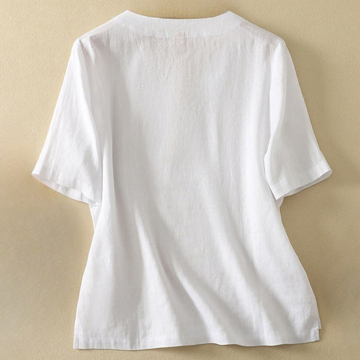 Buddha Stones Summer Casual Plain Women's V-neck Design Half Sleeve T-shirt - image 11