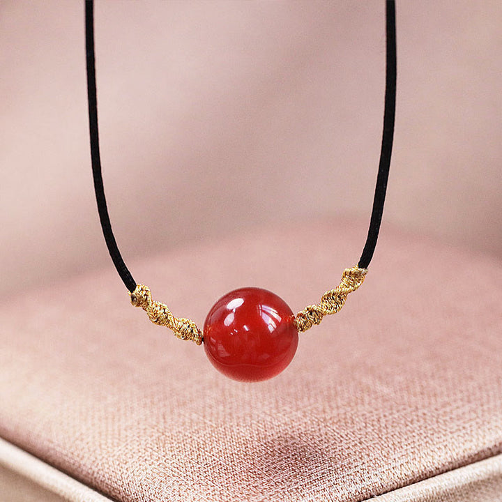 Buddha Stones Natural Red Agate Chalcedony Self-acceptance Confidence String Bead Bracelet Necklace Pendant - 12mm Red Agate Necklace - image 7