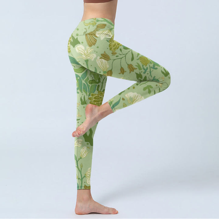 Buddha Stones Various Flower Leaves Pattern Print Gym Leggings Women's Yoga Pants - image 4