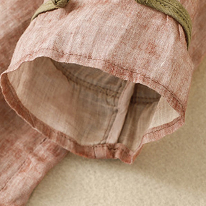 Buddha Stones Summer Casual Embroidered Stand Collar Design Three Quarter Sleeve Acrylic Midi Dress - image 19