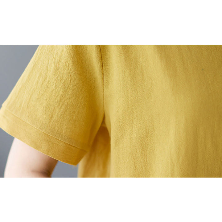 Buddha Stones Side Slit Design Women's Cotton Polyester Crew Neck Short Sleeve T-Shirt Wtih Pocket - image 10