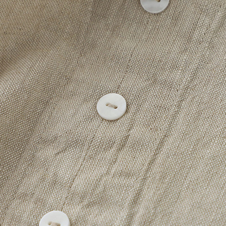 Buddha Stones Daily Casual Pure Color V-Neck Simple Buttons Design Sleeveless Midi Dress - image 5