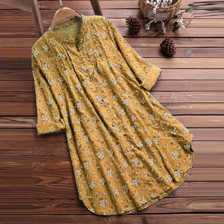 Buddha Stones Florals Buttons Long Sleeve Women's Shirt - Goldenrod - US8-10，UK/AU12-14，EU40-42 (2XL) - image 4