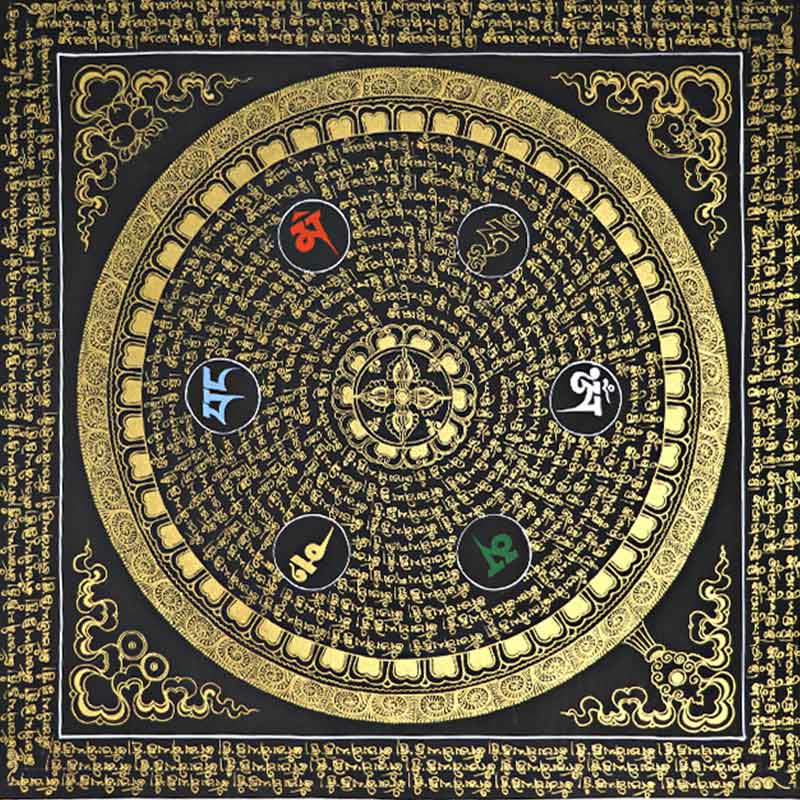 Buddha Stones Tibetan Thangka Painting Om Mani Padme Hum Scripture Handmade Decoration(Random Style) - image 11