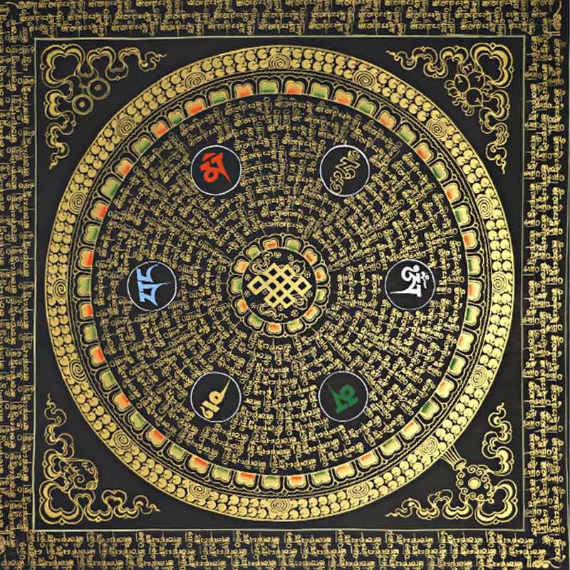 Buddha Stones Tibetan Thangka Painting Om Mani Padme Hum Scripture Handmade Decoration(Random Style) - image 12