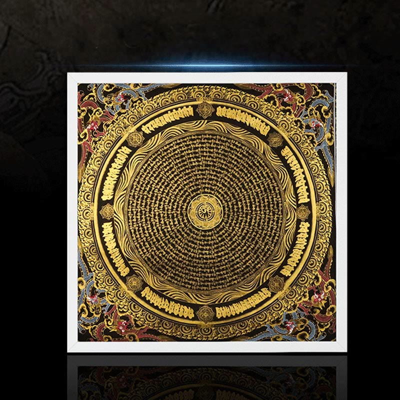 Buddha Stones Tibetan Thangka Painting Om Mani Padme Hum Dragon Phoenix Scripture Handmade Decoration(Random Style) - image 3