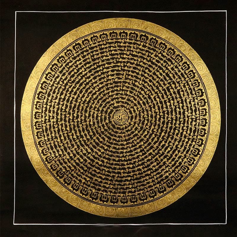 Buddha Stones Tibetan Thangka Painting Om Mani Padme Hum Dragon Phoenix Scripture Handmade Decoration(Random Style) - image 12