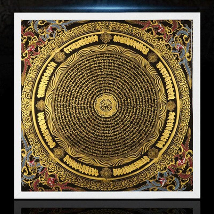 Buddha Stones Tibetan Thangka Painting Om Mani Padme Hum Dragon Phoenix Scripture Handmade Decoration(Random Style) - image 0