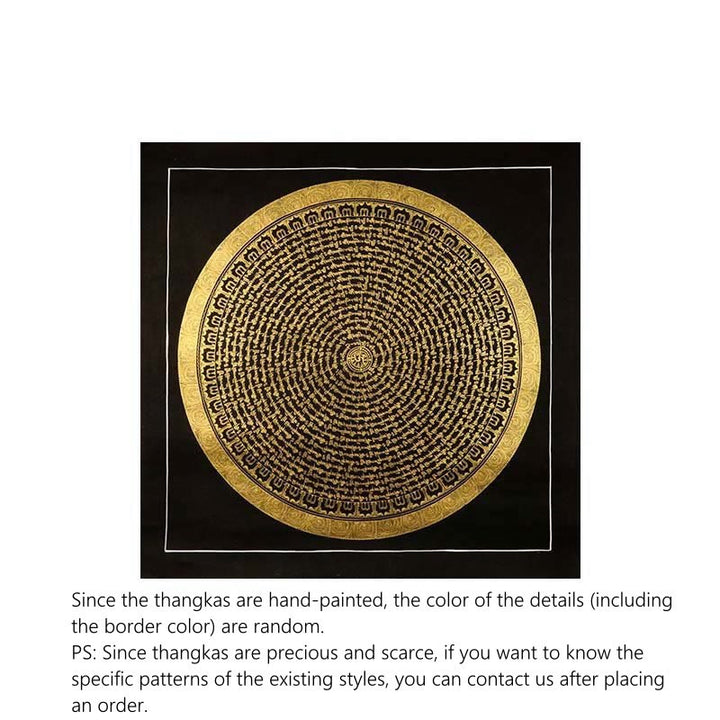 Buddha Stones Tibetan Thangka Painting Om Mani Padme Hum Dragon Phoenix Scripture Handmade Decoration(Random Style) - 29.5*29.5 in/75*75cm Scripture(Random Thangka Style，Contact customer service to view available styles) - image 6