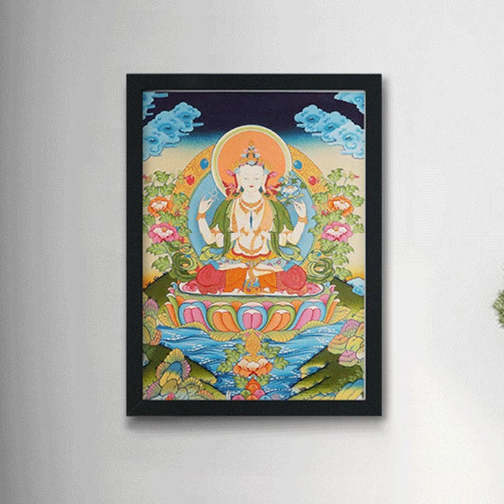 Buddha Stones Tibetan Thangka Painting Yellow God of Wealth Green Tara Avalokitesvara Handmade Decoration Blind Box(Random Style) - image 15
