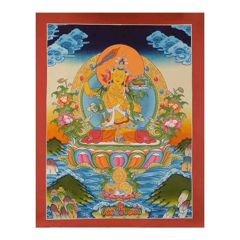 Buddha Stones Tibetan Thangka Painting Yellow God of Wealth Green Tara Avalokitesvara Handmade Decoration Blind Box(Random Style) - image 21