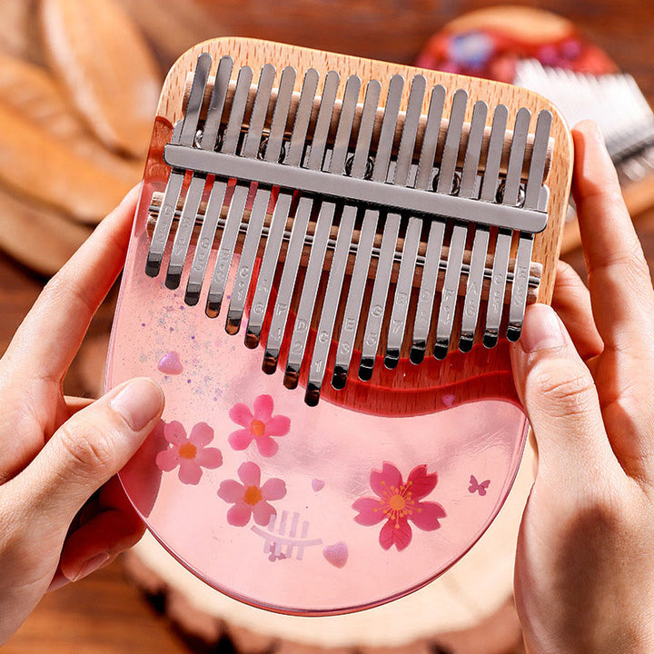 Buddha Stones Kalimba 17/21 Keys Thumb Piano Beech Wood Pink Cherry Portable Finger Piano - Transparent Pink Cherry 21 Keys - image 3