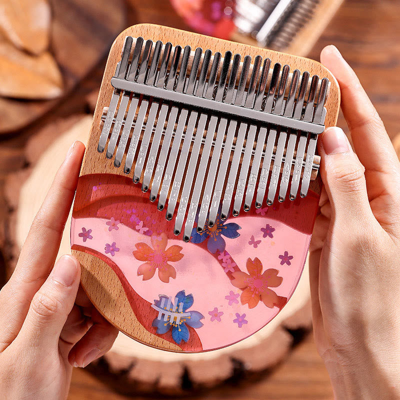 Buddha Stones Kalimba 17/21 Keys Thumb Piano Beech Wood Pink Cherry Portable Finger Piano - Cherry 17 Keys - image 2