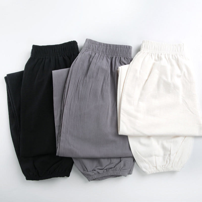Buddha Stones Summer Solid Color Unisex Elastic Waist Tai Chi Qigong Practice Pants With Pockets - image 14